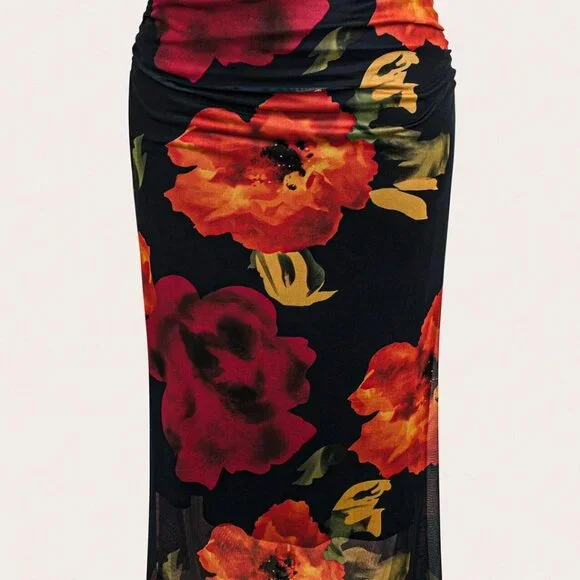 Long Straight Floral Skirt – Bold & Beautiful | Size 12 - Picture 6 of 6